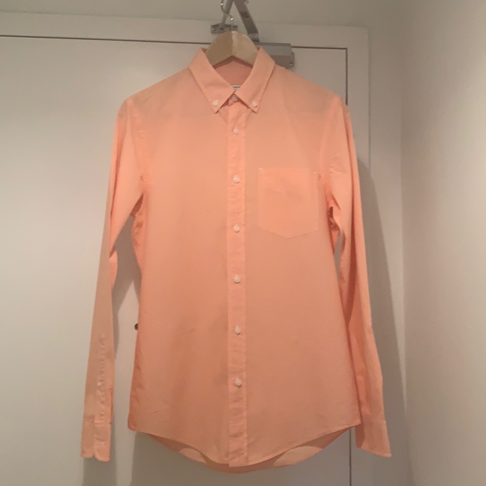 Men's Club Monaco Orange Gingham Slim Fit Button Down Size S